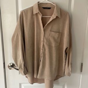 zara soft cozy button down
